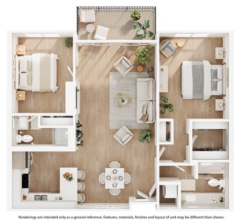 Floor plan for 2 beds, 2 baths, 1090 sqft